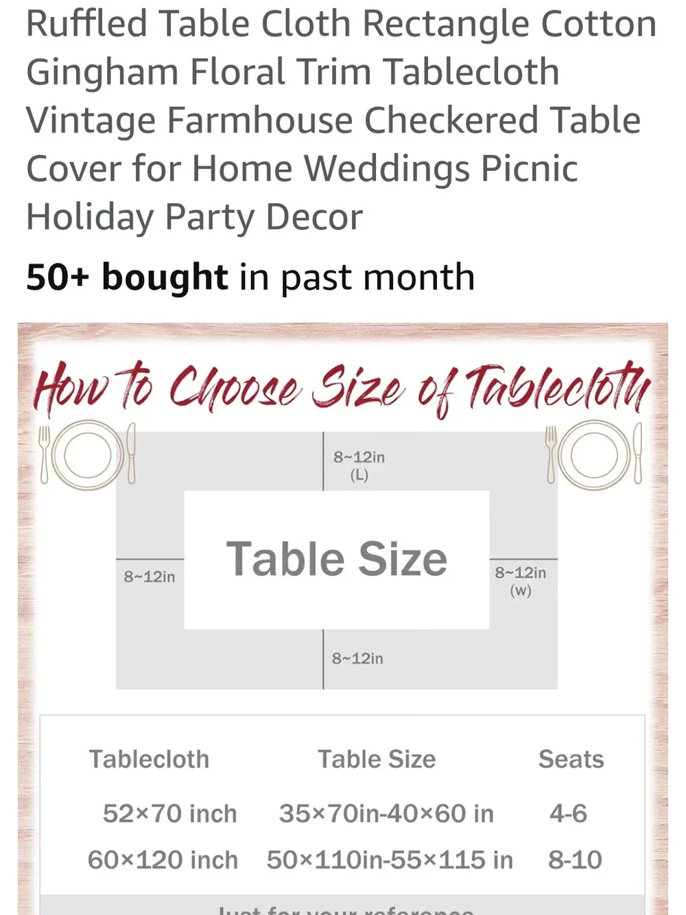 Red and White Gingham Tablecloth with Floral Ruffle